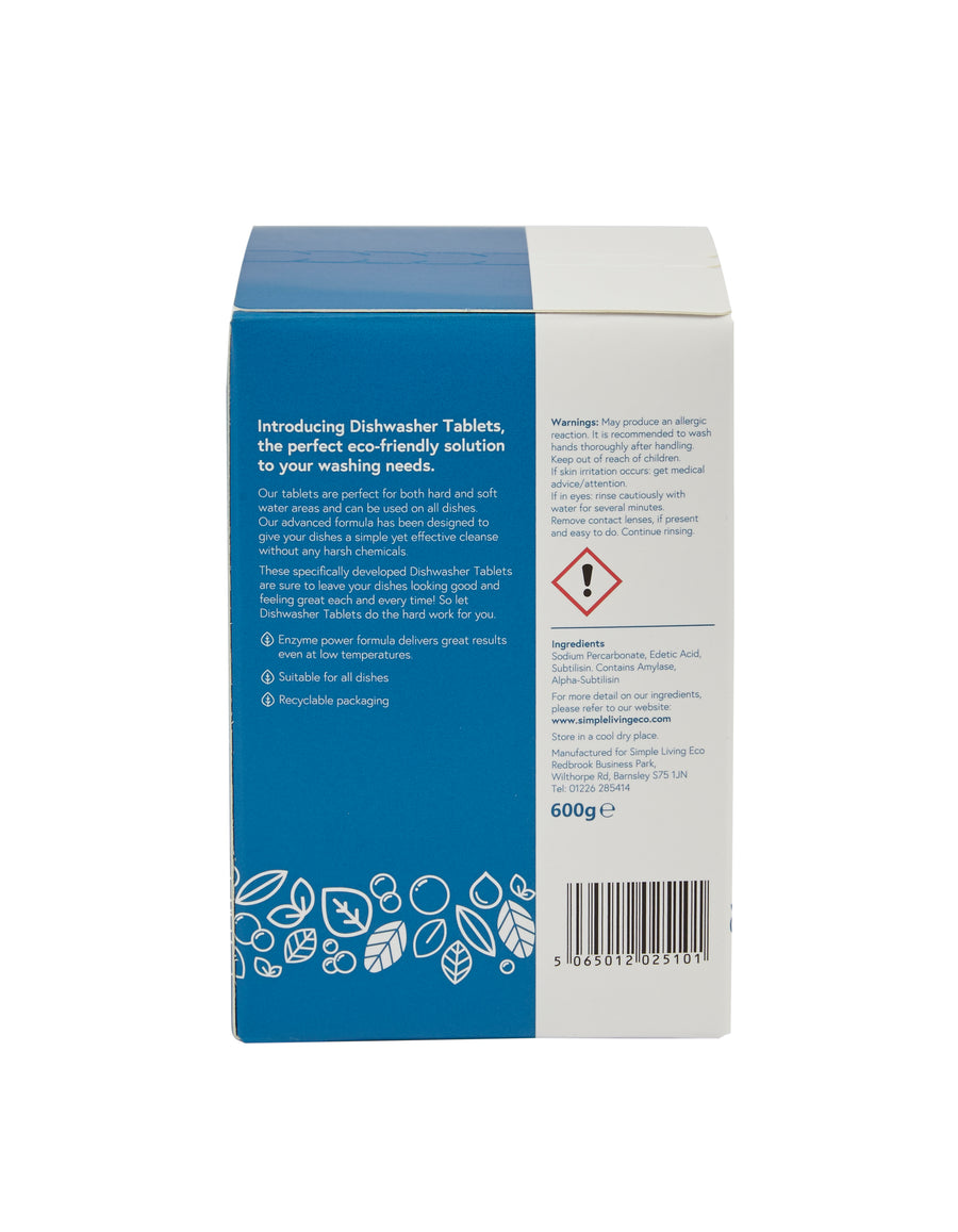 Simple Living Eco All-In-One Dishwasher Tablets | Plant-Based & Plastic-Free | 30 Pack
