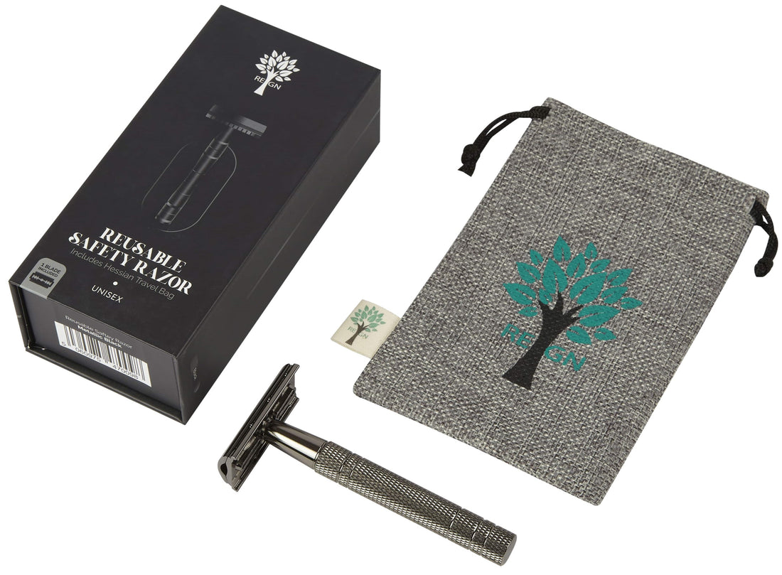 Re:gn's Reusable Safety Razors with Natural Jute Travel Bag