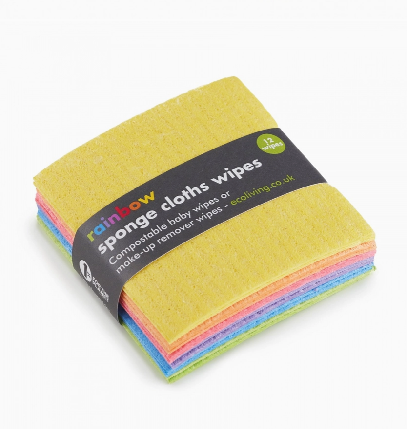 12 Mini Rainbow Sponge Cloth Wipes