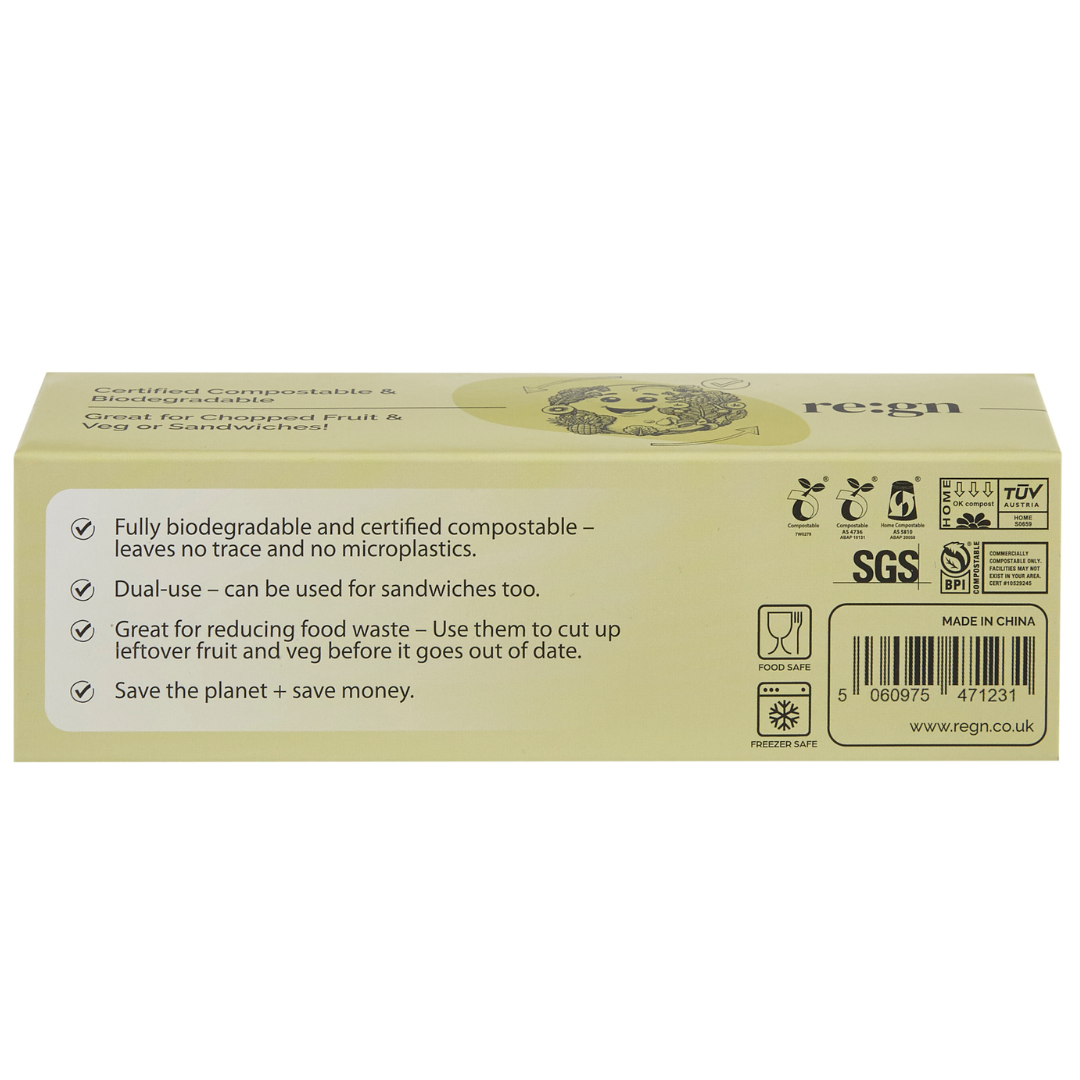 Compostable & Biodegradable 4L Food and Freezer Bags – 25 Bags per Roll, Leakproof, Plant-Based Storage