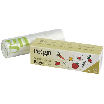 Compostable & Biodegradable 4L Food and Freezer Bags – 25 Bags per Roll, Leakproof, Plant-Based Storage