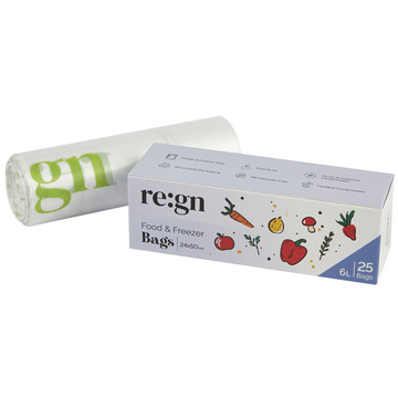 Compostable & Biodegradable 6L Food and Freezer Bags – 25 Bags per Roll, Leakproof, Plant-Based Storage