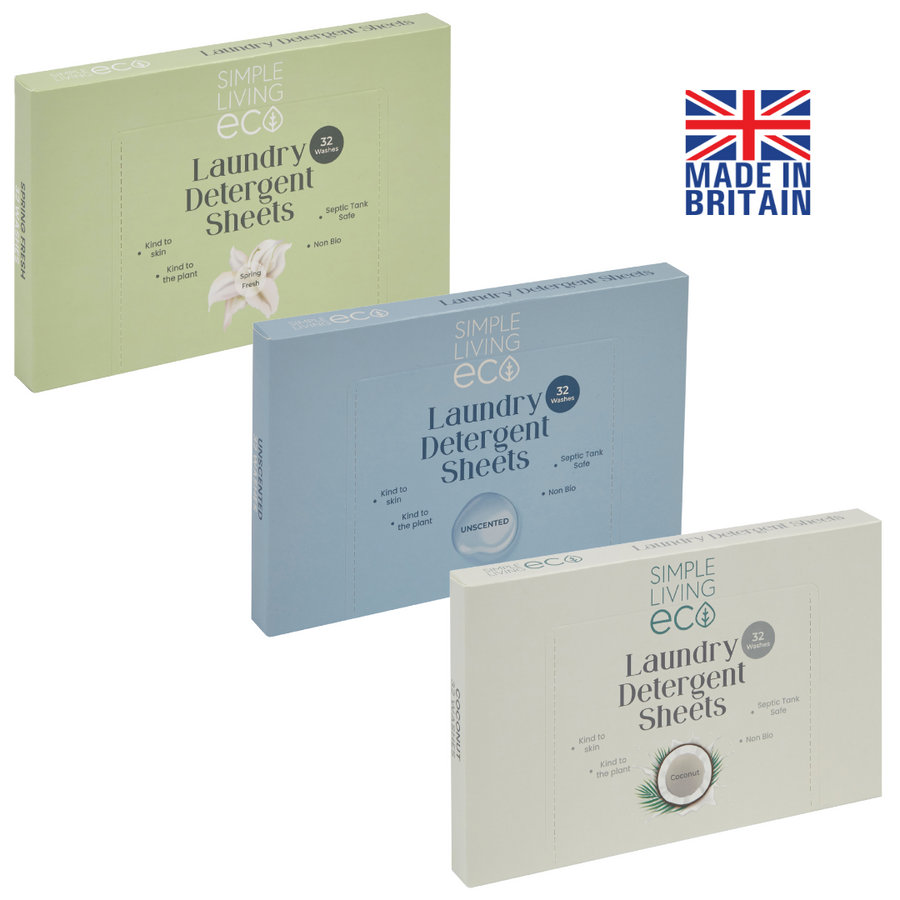 Simple Living Eco Laundry Detergent Sheets | Plastic Free | Made in the UK | 32 Washes