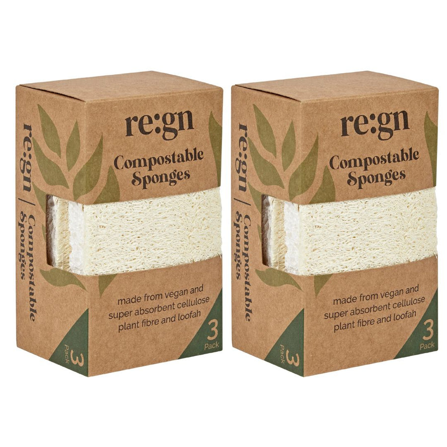 Compostable Eco Friendly Kitchen Sponges - REGN Plant Fibre Sponges 3 Pack