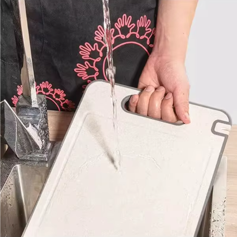 Double-Sided Stainless Steel Cutting Board with Wheat Straw & Knife Sharpener