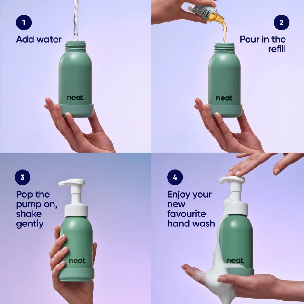 Neat Refillable Foaming Hand Wash Dispenser – Recycled Aluminium Bottle (Sage, Stone, Midnight)