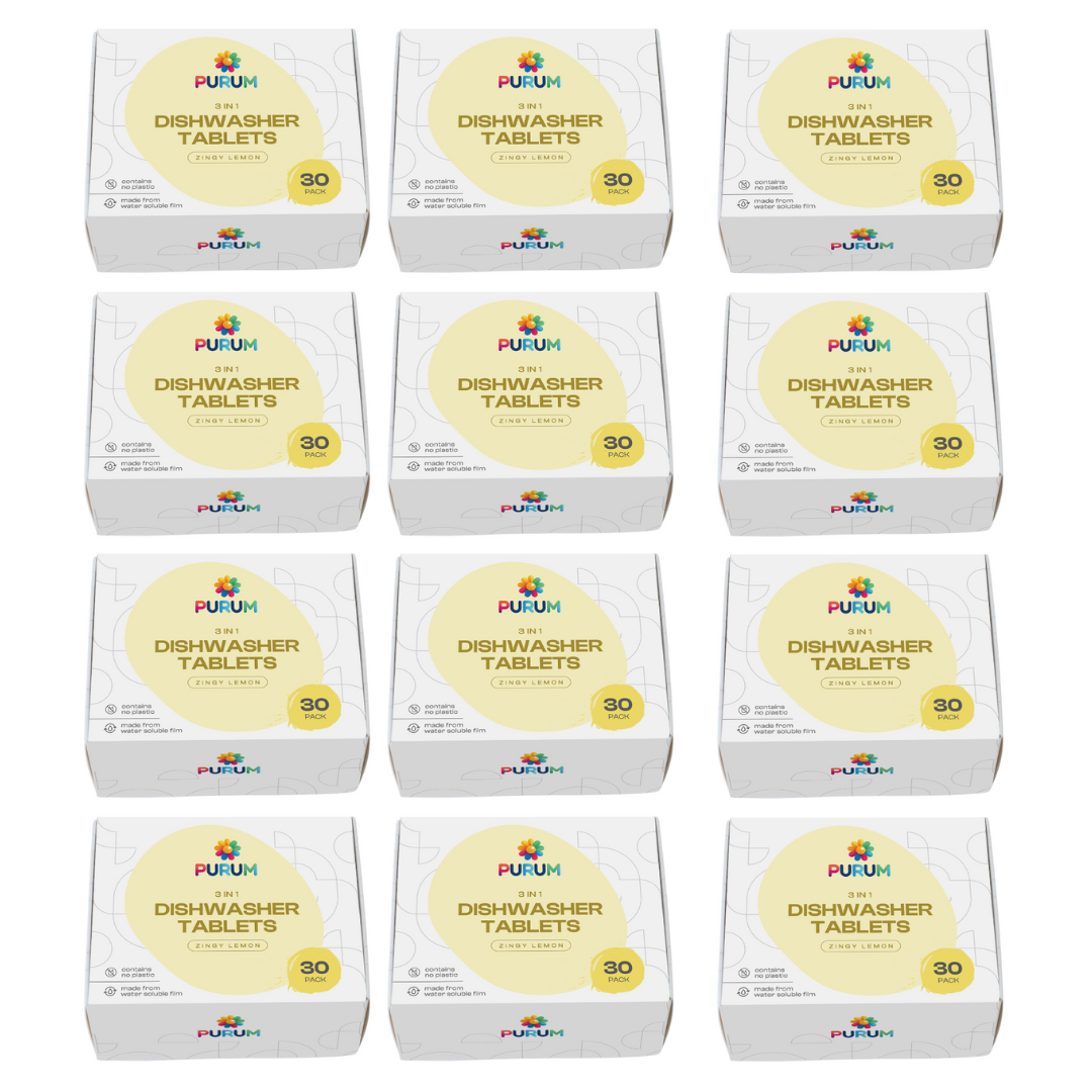 Purum Dishwasher Tablet – 1-Year Supply (360 Tablets) | Plastic-Free & Eco-Friendly | Save 20%