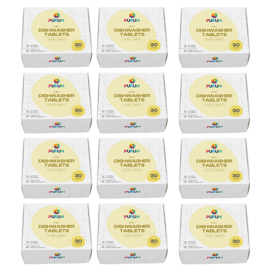 Purum Dishwasher Tablet – 1-Year Supply (360 Tablets) | Plastic-Free & Eco-Friendly | Save 20%