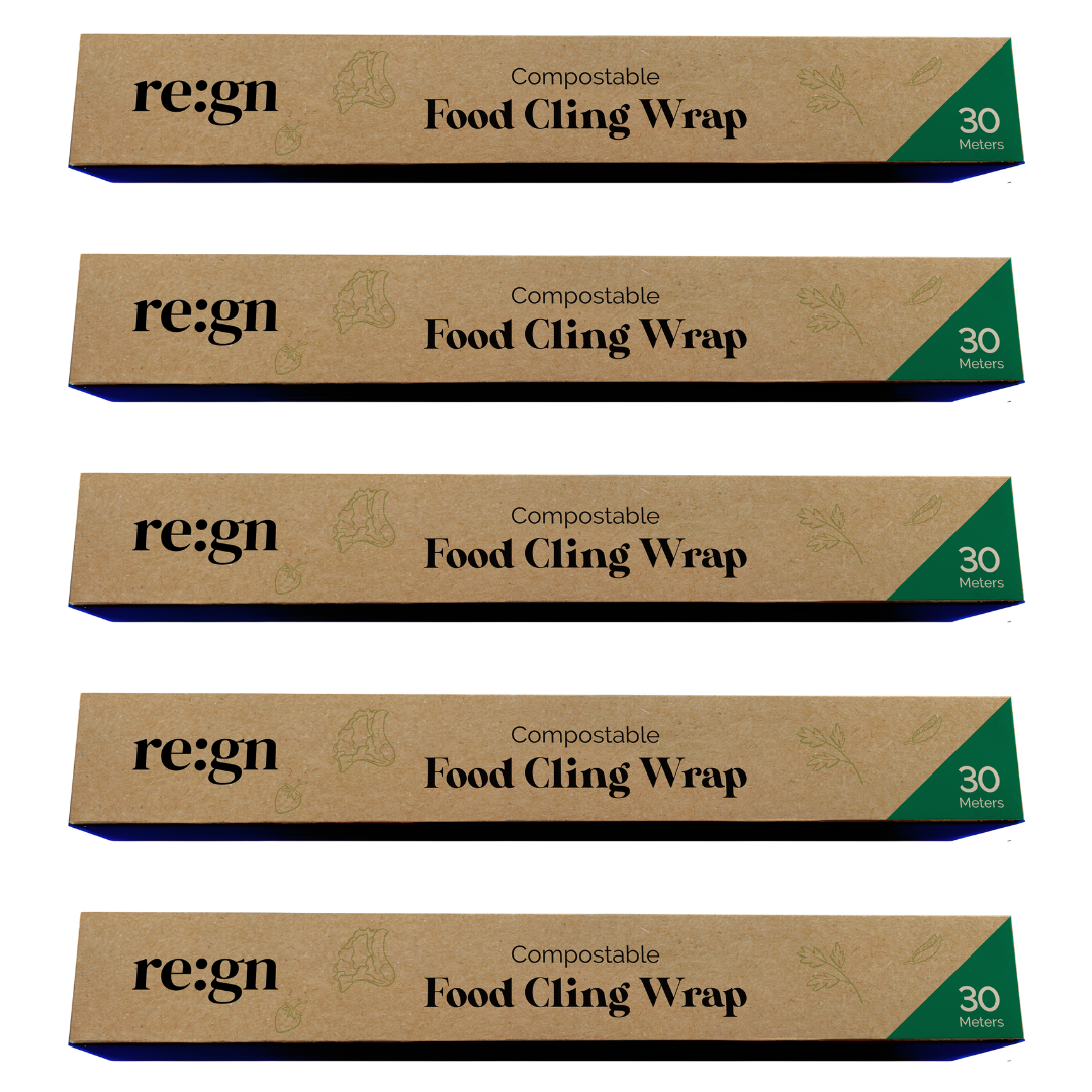 Re:gn Compostable Food Cling Wrap (Cling Film) – 5x 30m Rolls
