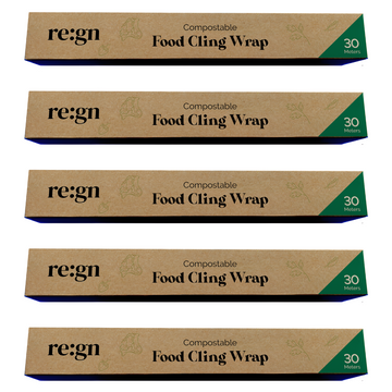 Re:gn Compostable Food Cling Wrap (Cling Film) – 5x 30m Rolls