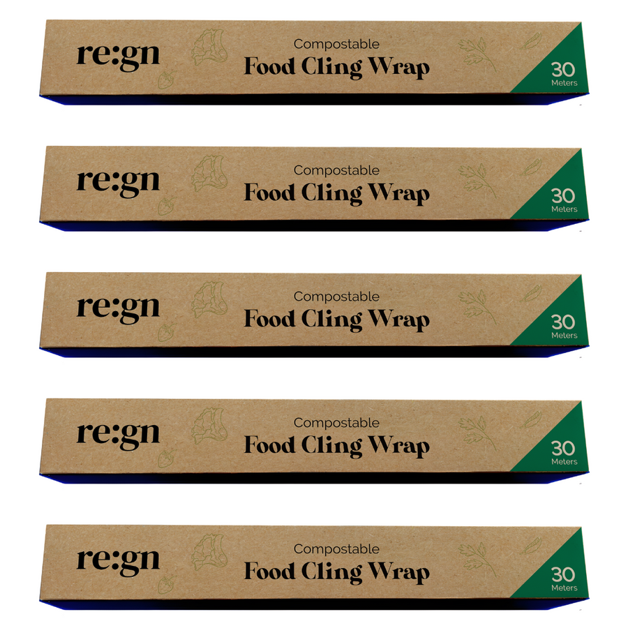 Re:gn Compostable Food Cling Wrap (Cling Film) – 5x 30m Rolls
