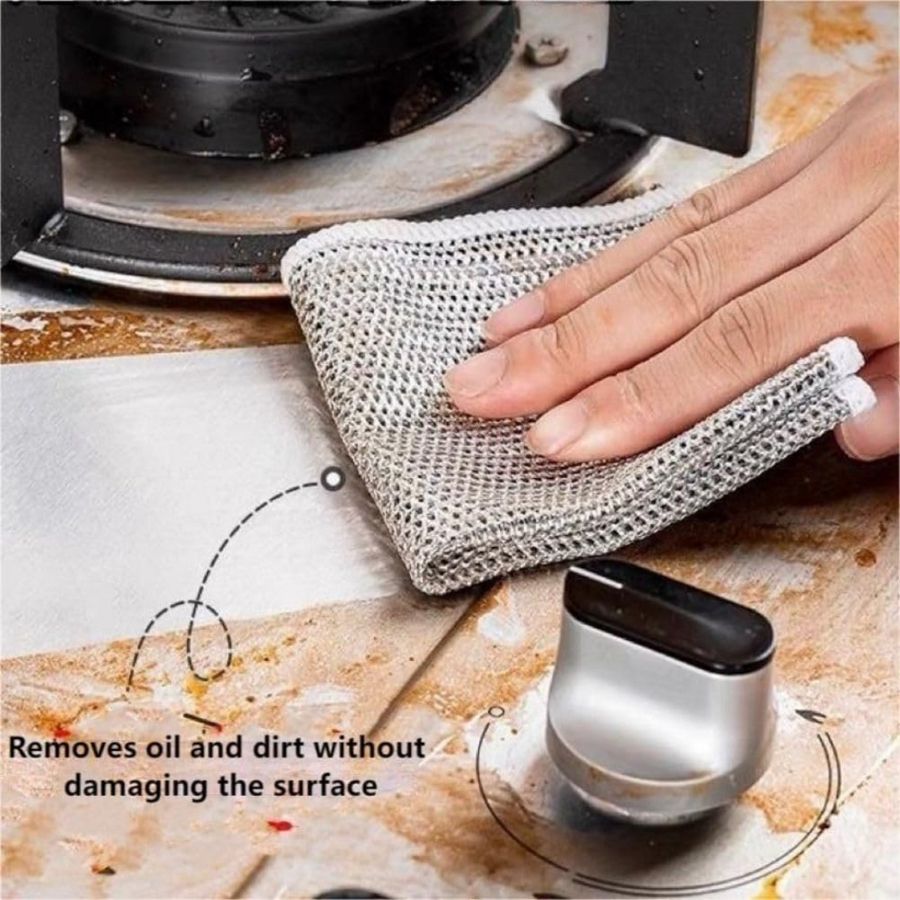 Double-Sided Stainless Steel Wire Dishcloths – Non-Scratch, Heavy-Duty Cloths | 10 Pack