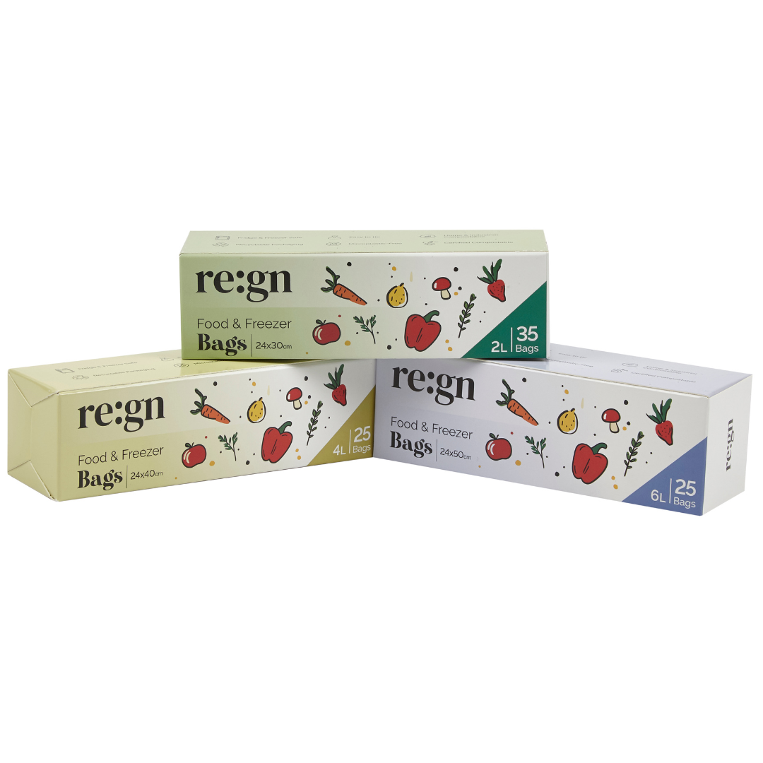 Compostable & Biodegradable 4L Food and Freezer Bags – 25 Bags per Roll, Leakproof, Plant-Based Storage