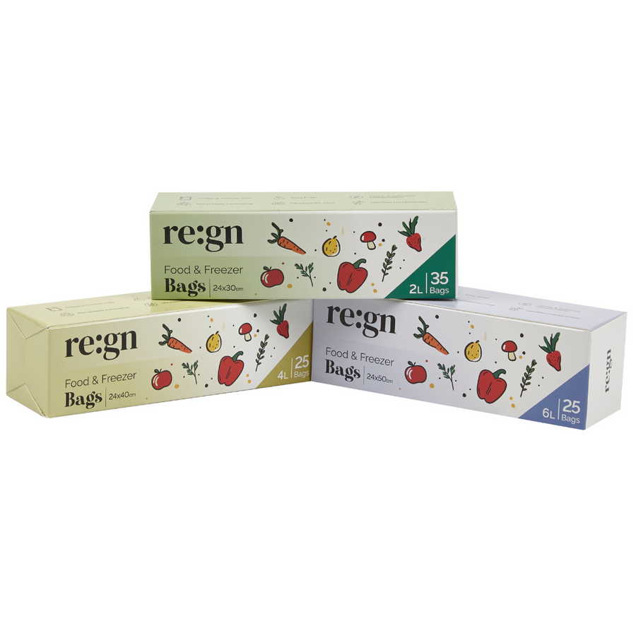 Compostable & Biodegradable 4L Food and Freezer Bags – 25 Bags per Roll, Leakproof, Plant-Based Storage