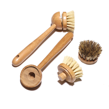 Eco-Friendly Modular Bamboo Dish Brush with Replaceable Heads – Sisal & Coconut Bristles