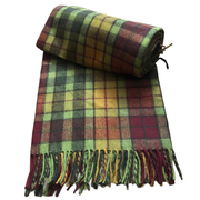 Buchanan Autumn Green Recycled Wool Blanket in Soft Tartan Check
