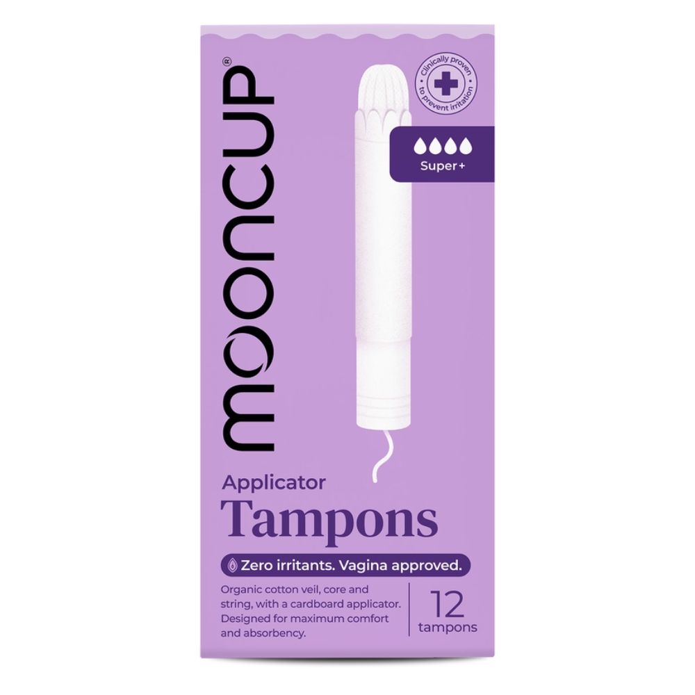Mooncup Organic Cotton Applicator Tampons Heavy Super+ – 12 Pack Plastic-Free