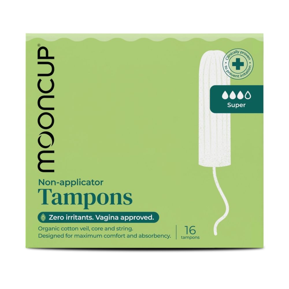 Mooncup Organic Cotton Non-Applicator Tampons Super Medium– 16 Pack Plastic-Free