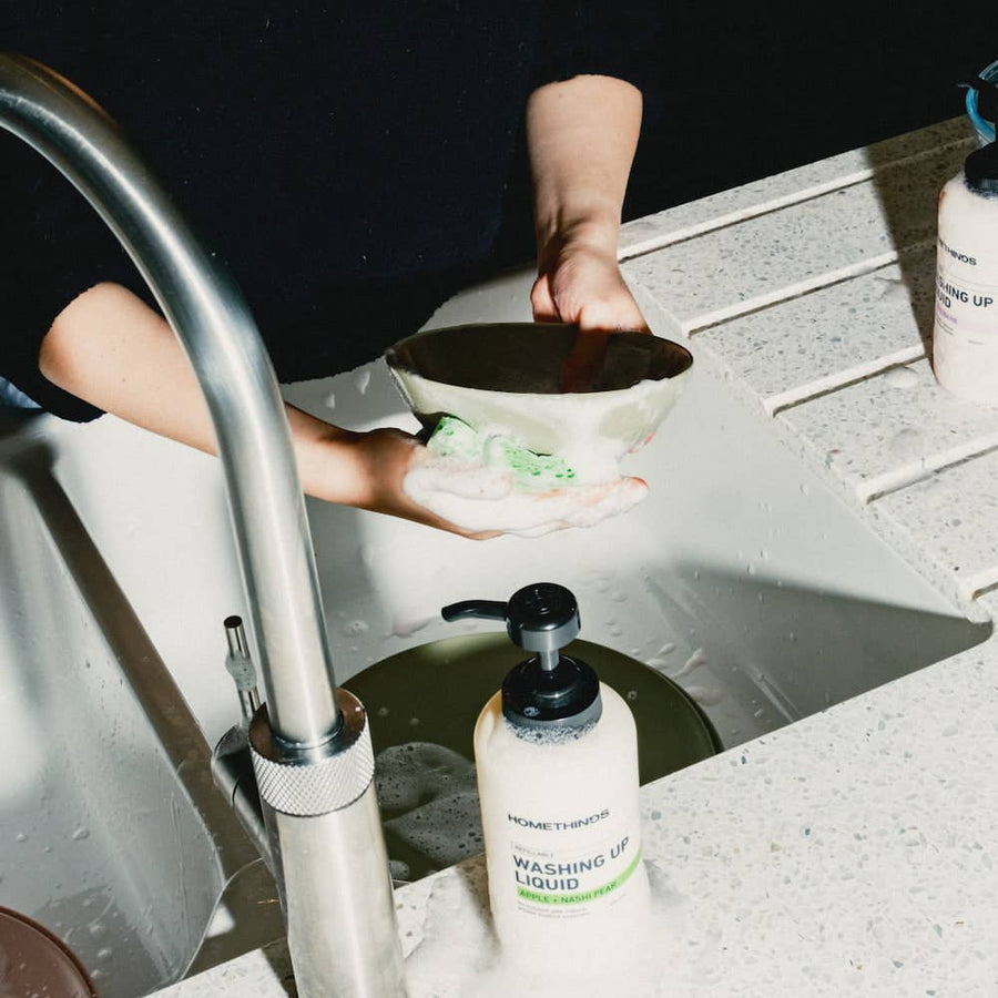 Washup Starter Kit - Powder-to-Gel Washing Up Liquid with Refill Sachets (1 Bottle + 3 Sachets)

