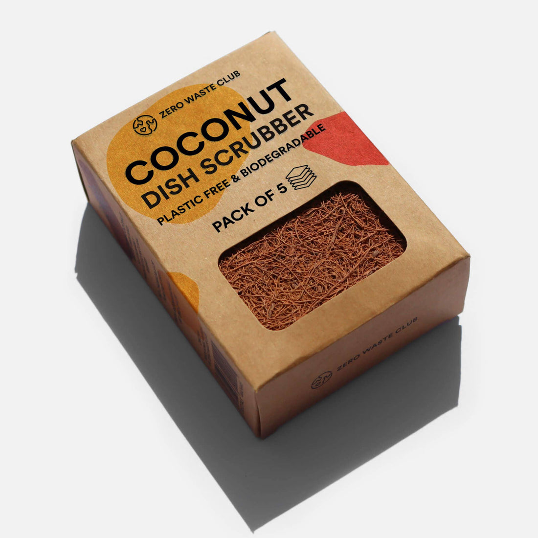 Zero Waste Club Biodegradable Coconut Kitchen Scourers - 5 Pack 