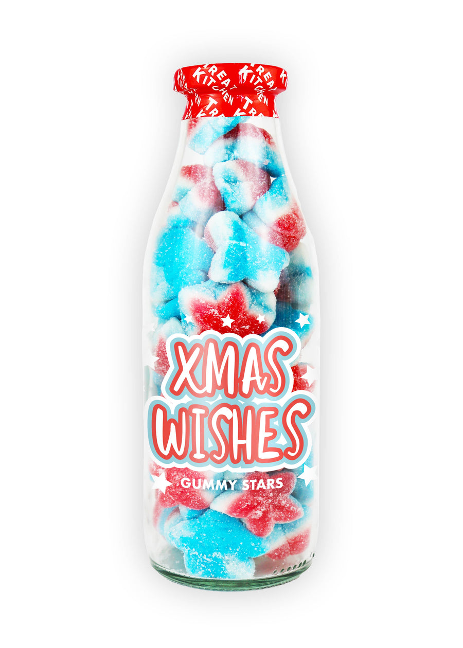 Xmas Wishes Sweet Bottle – Cherry Gummy Stars