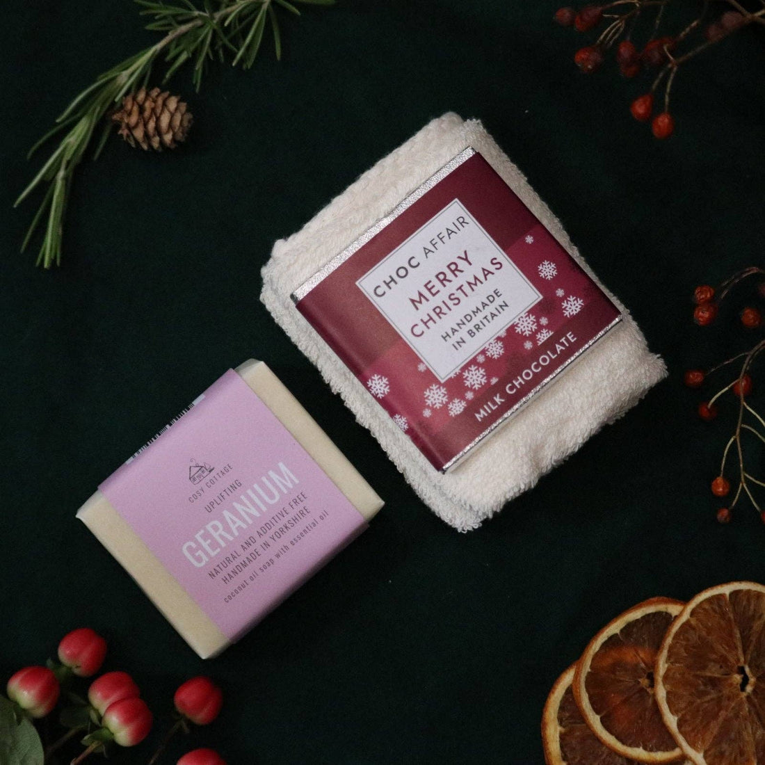 Ladies Christmas Surprise Bundle – Natural Soap, Chocolate & Organic Cloth