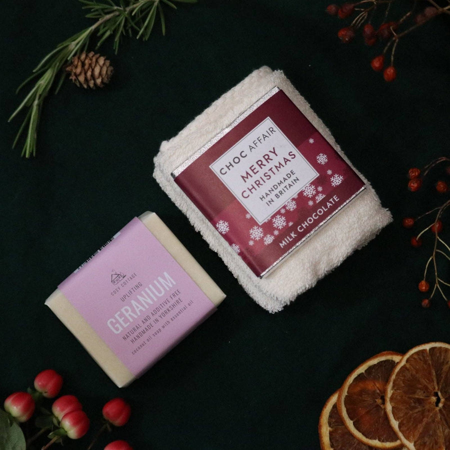 Ladies Christmas Surprise Bundle – Natural Soap, Chocolate & Organic Cloth