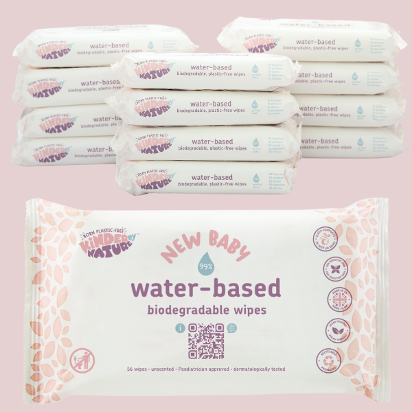 Kinder by Nature Water-Based Baby Wipes | 99% Water Biodegradable Baby Wipes | Sensitive & Eczema-Prone Skin