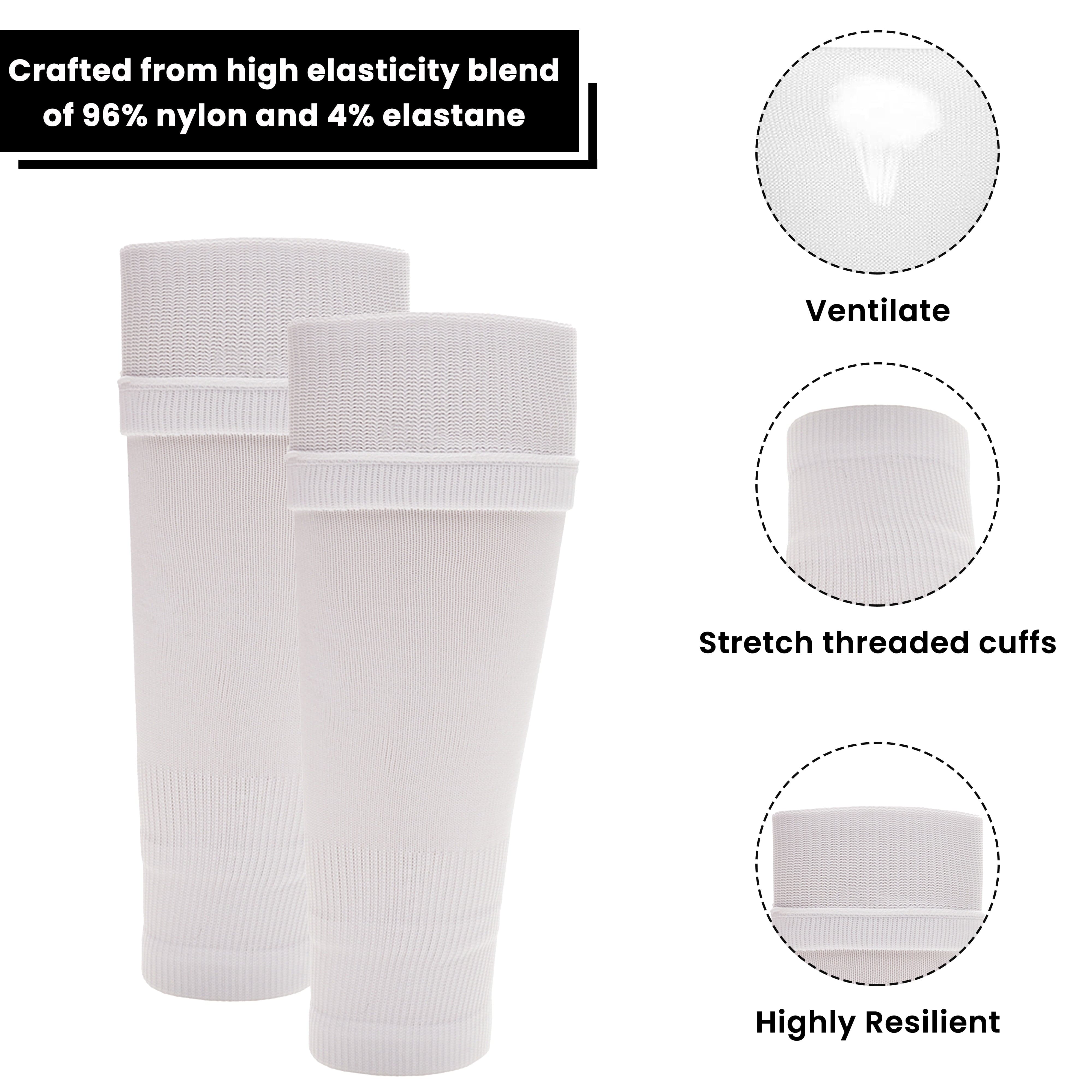 Sock Stack Adult Size White Football Leg Sleeve Socks Compression Over Shin Pads