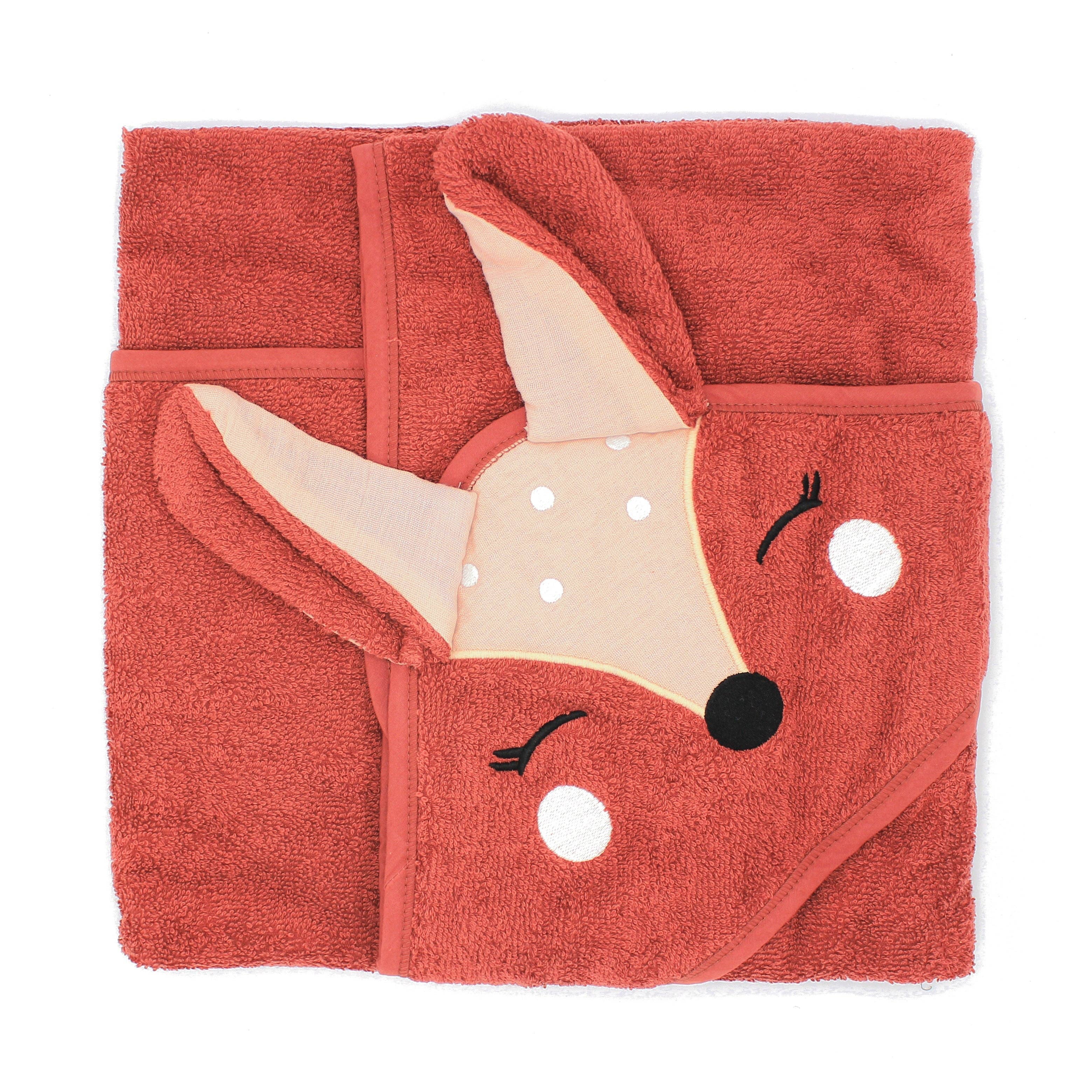 Animal Hooded Baby Towels – Organic Cotton (Fox, Lion, Rabbit Designs) - REGN