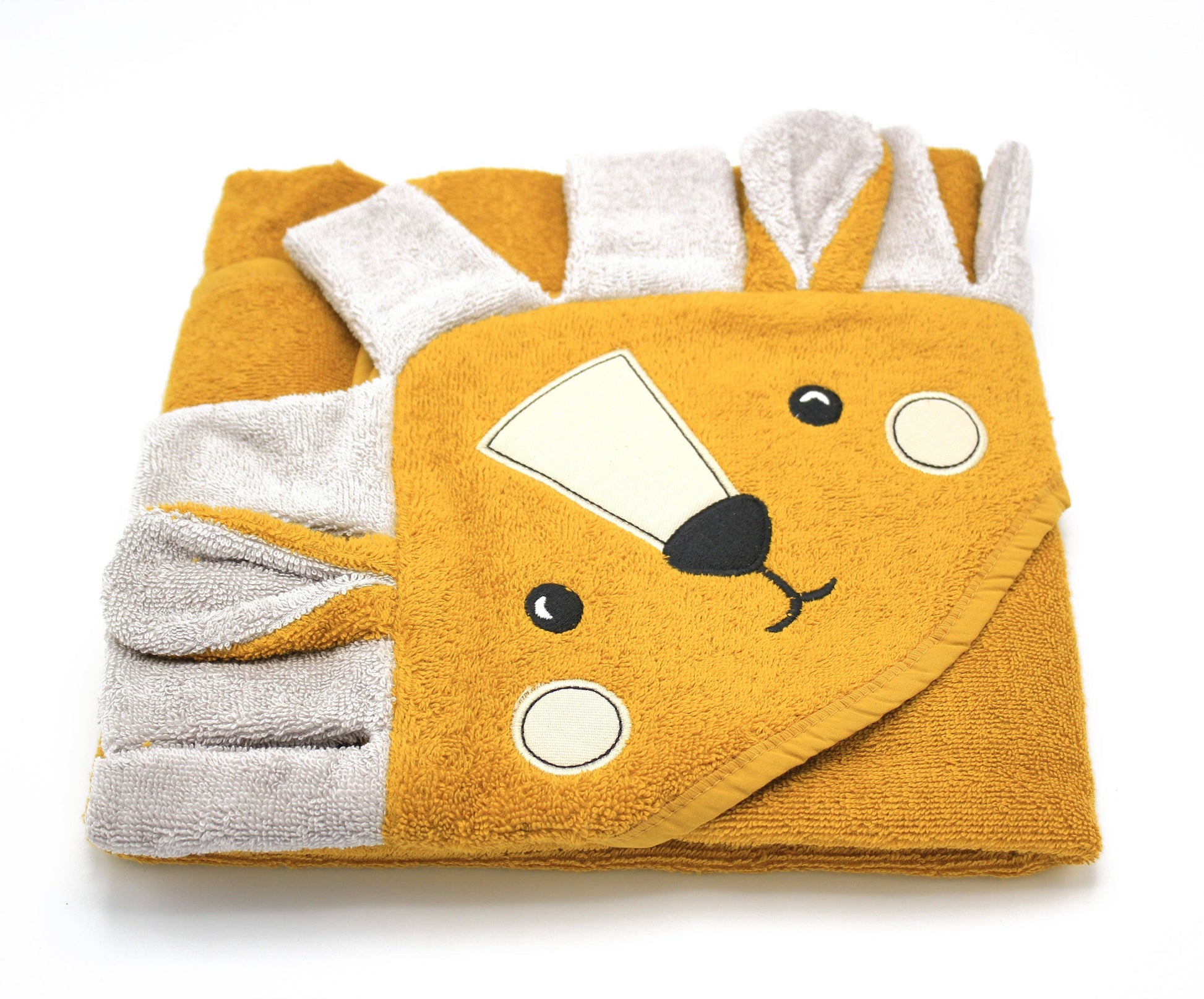 Animal Hooded Baby Towels – Organic Cotton (Fox, Lion, Rabbit Designs) - REGN