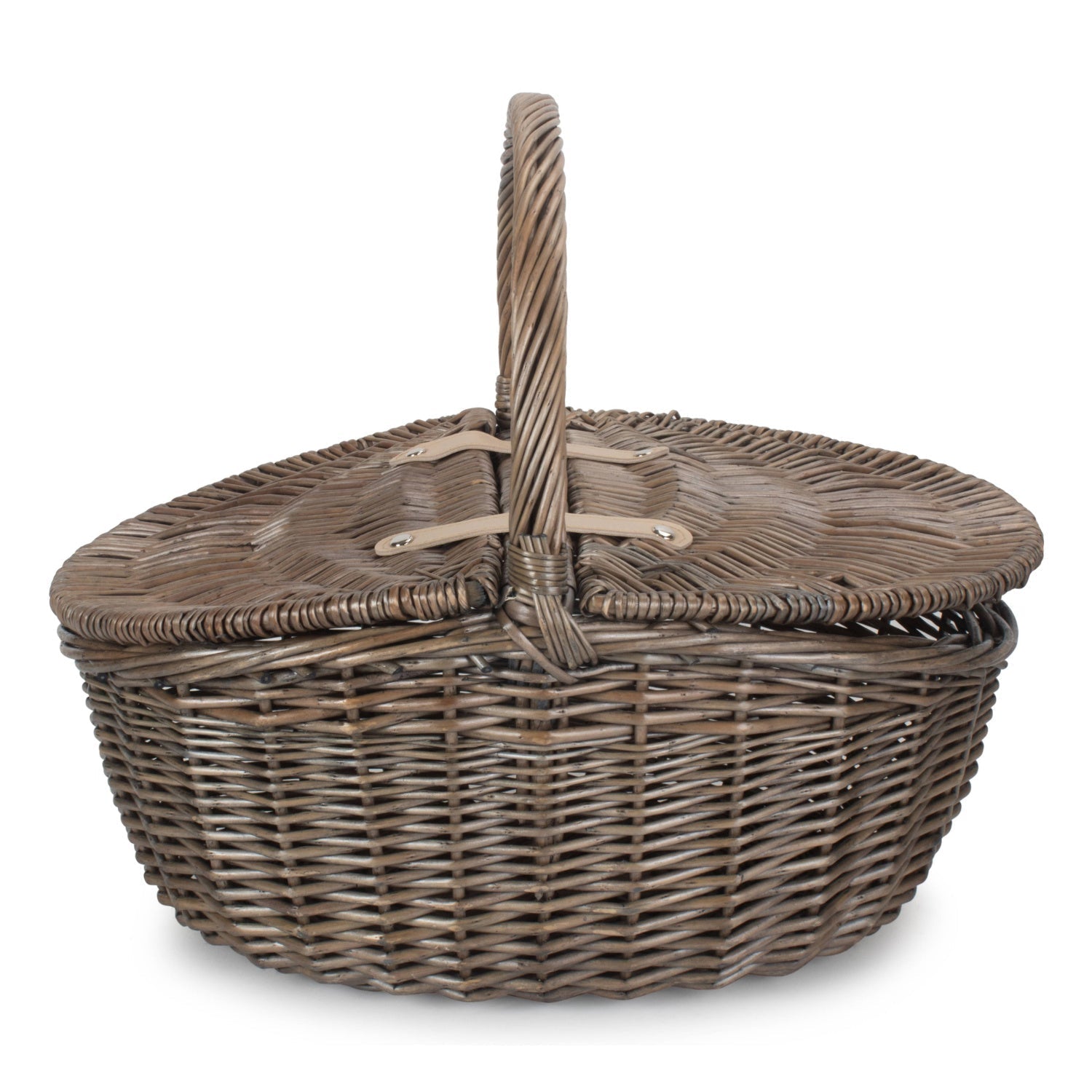 Antique Wash Finish Willow Oval Picnic Basket - REGN