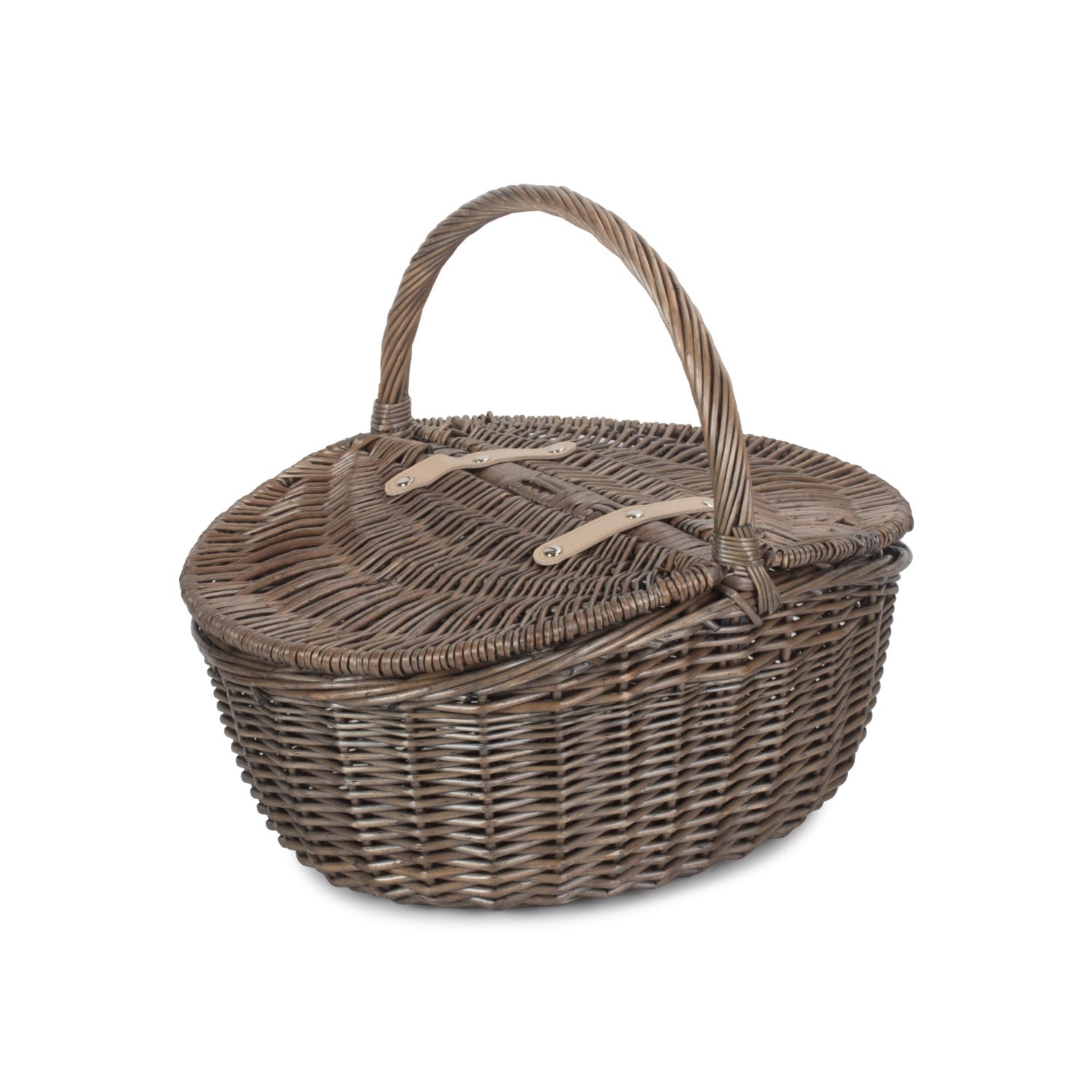 Antique Wash Finish Willow Oval Picnic Basket - REGN