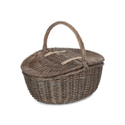 Antique Wash Finish Willow Oval Picnic Basket - REGN