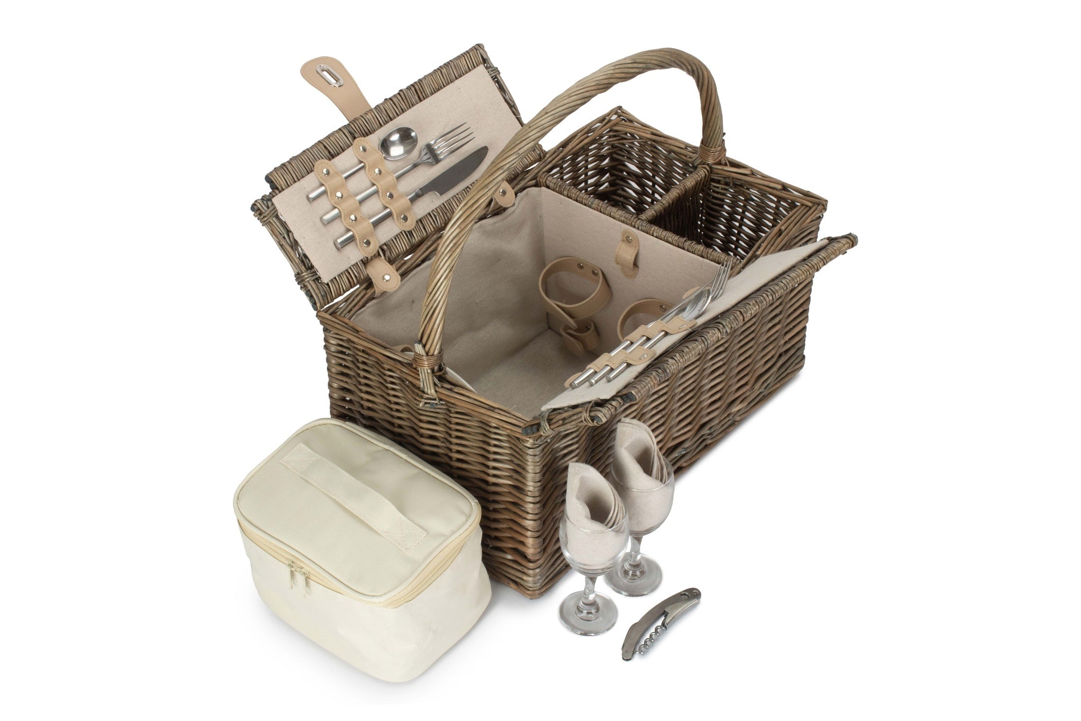 Antique Wash Lidded 2 Person Hamper - REGN