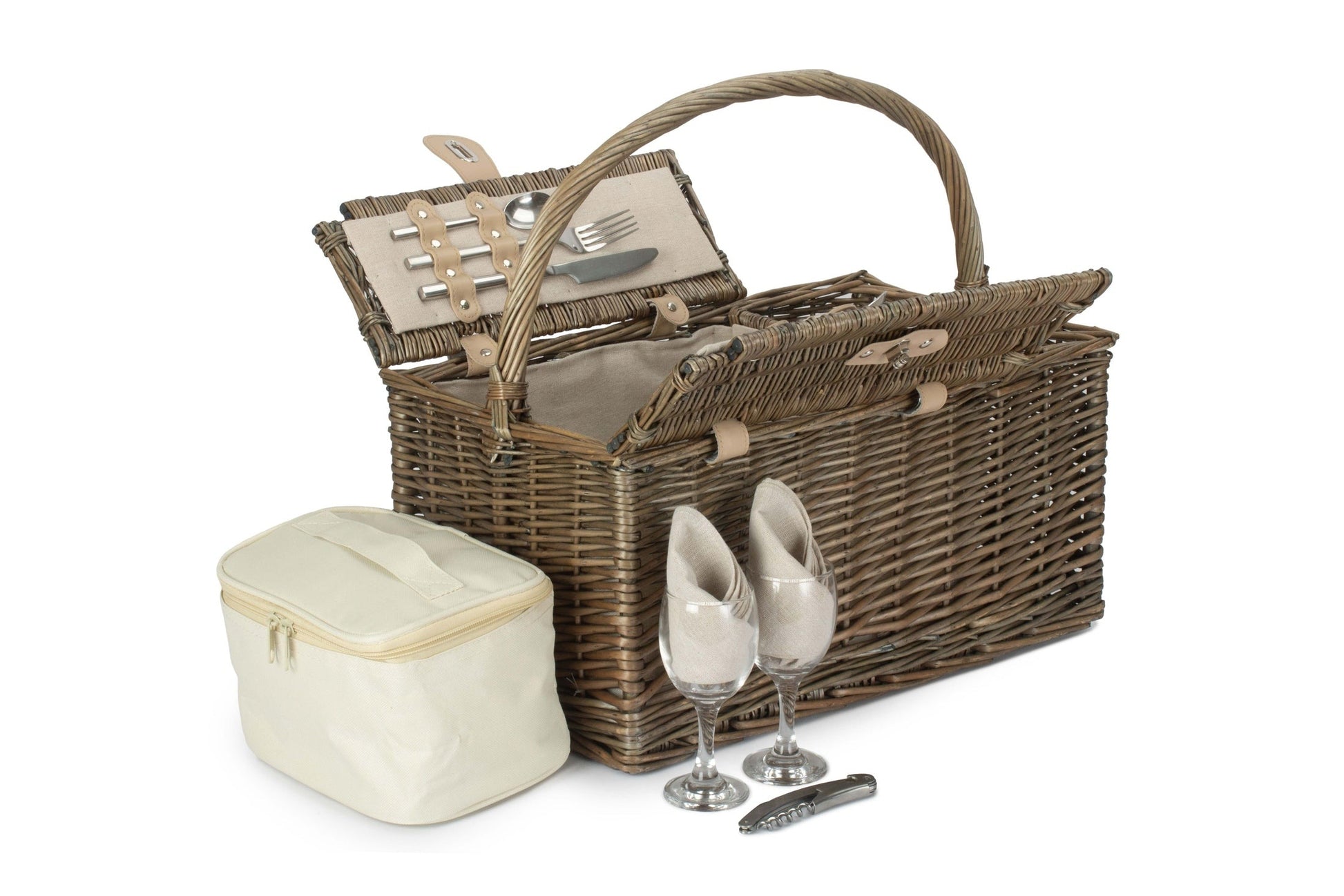 Antique Wash Lidded 2 Person Hamper - REGN