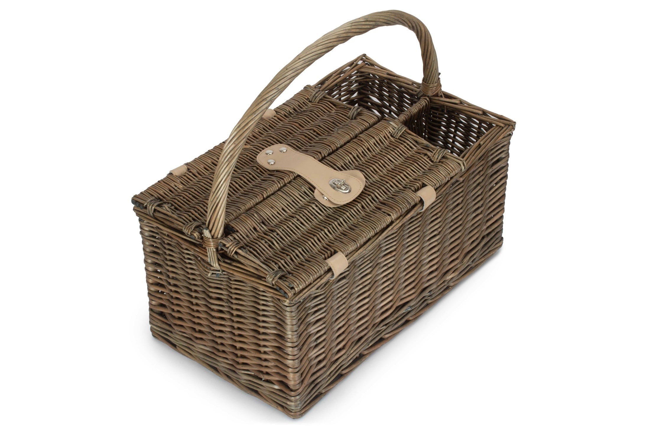 Antique Wash Lidded 2 Person Hamper - REGN