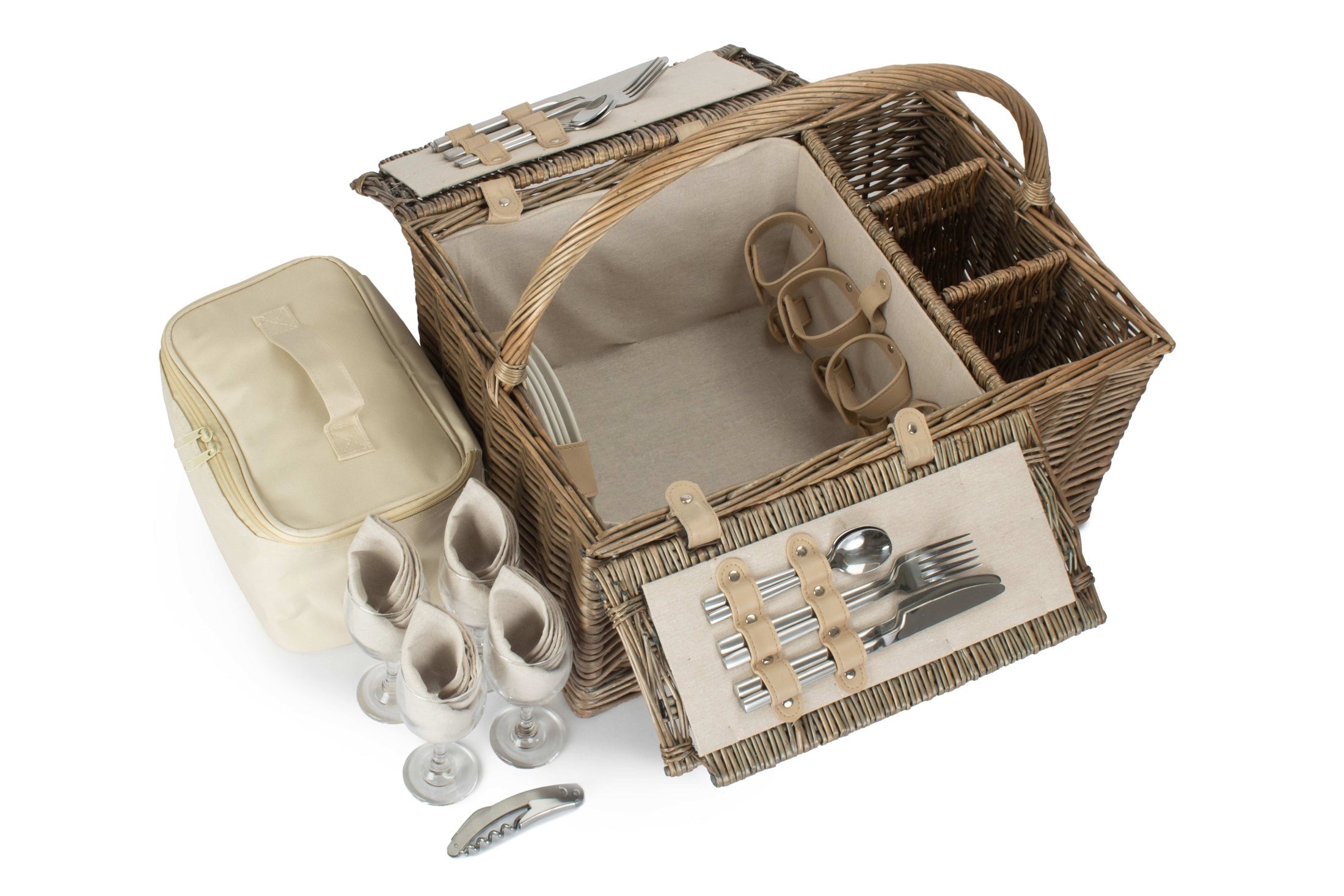 Antique Wash Lidded 4 Person Hamper - REGN
