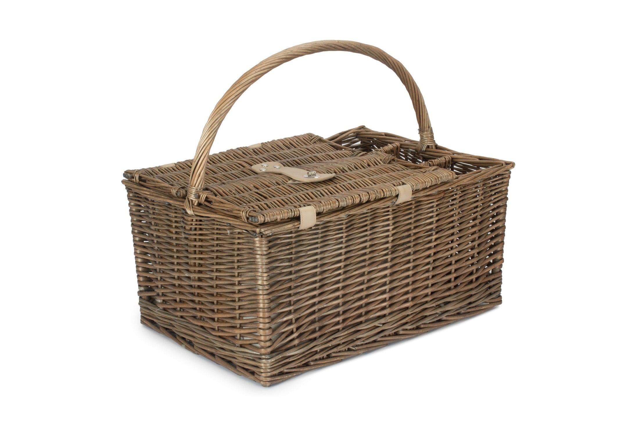 Antique Wash Lidded 4 Person Hamper - REGN