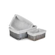 Antique Wash Wicker Storage Basket with White Lining Set 3 - REGN