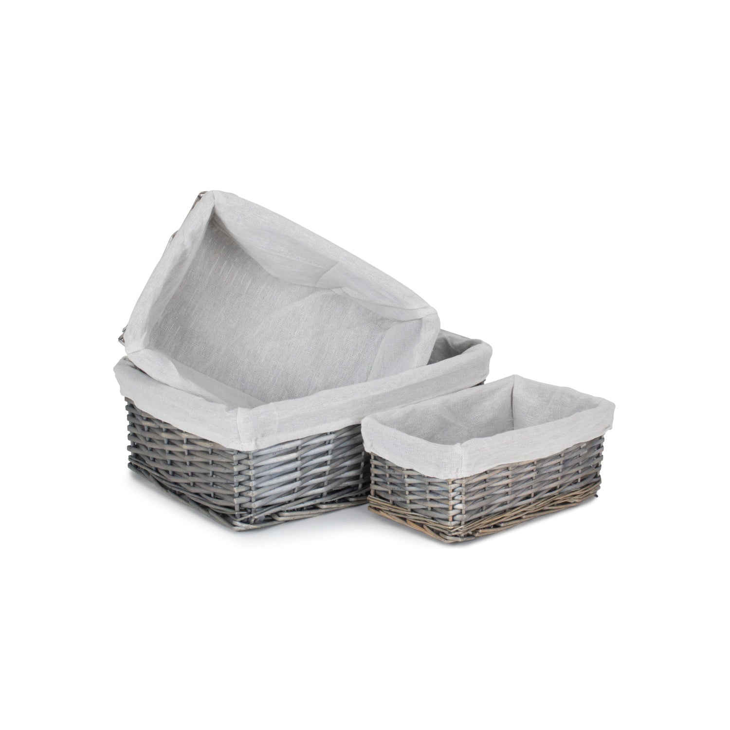 Antique Wash Wicker Storage Basket with White Lining Set 3 - REGN