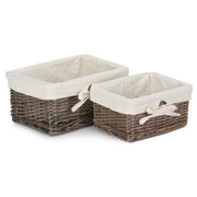 Antique Wash Willow Basket with Lining Set 2 - REGN