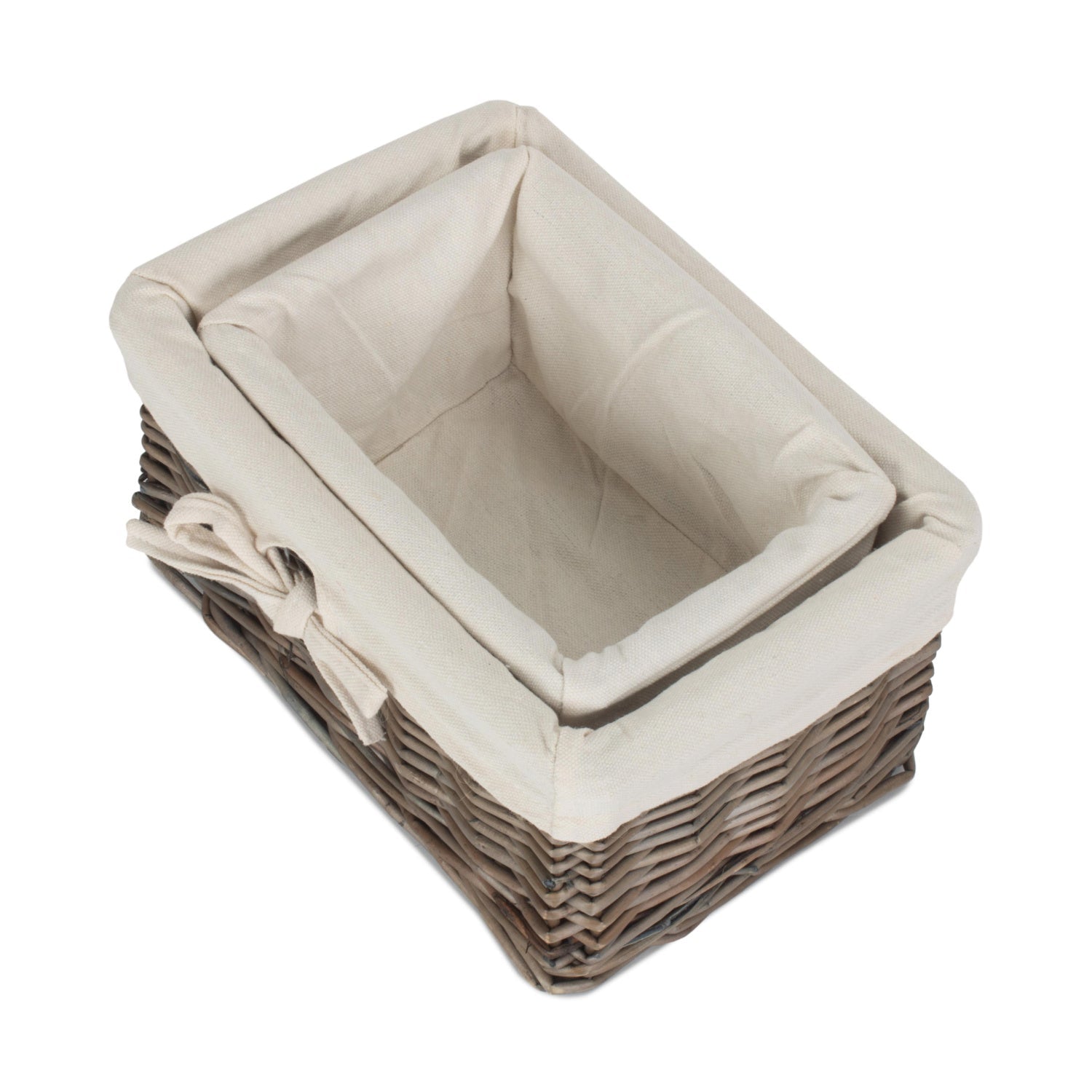 Antique Wash Willow Basket with Lining Set 2 - REGN