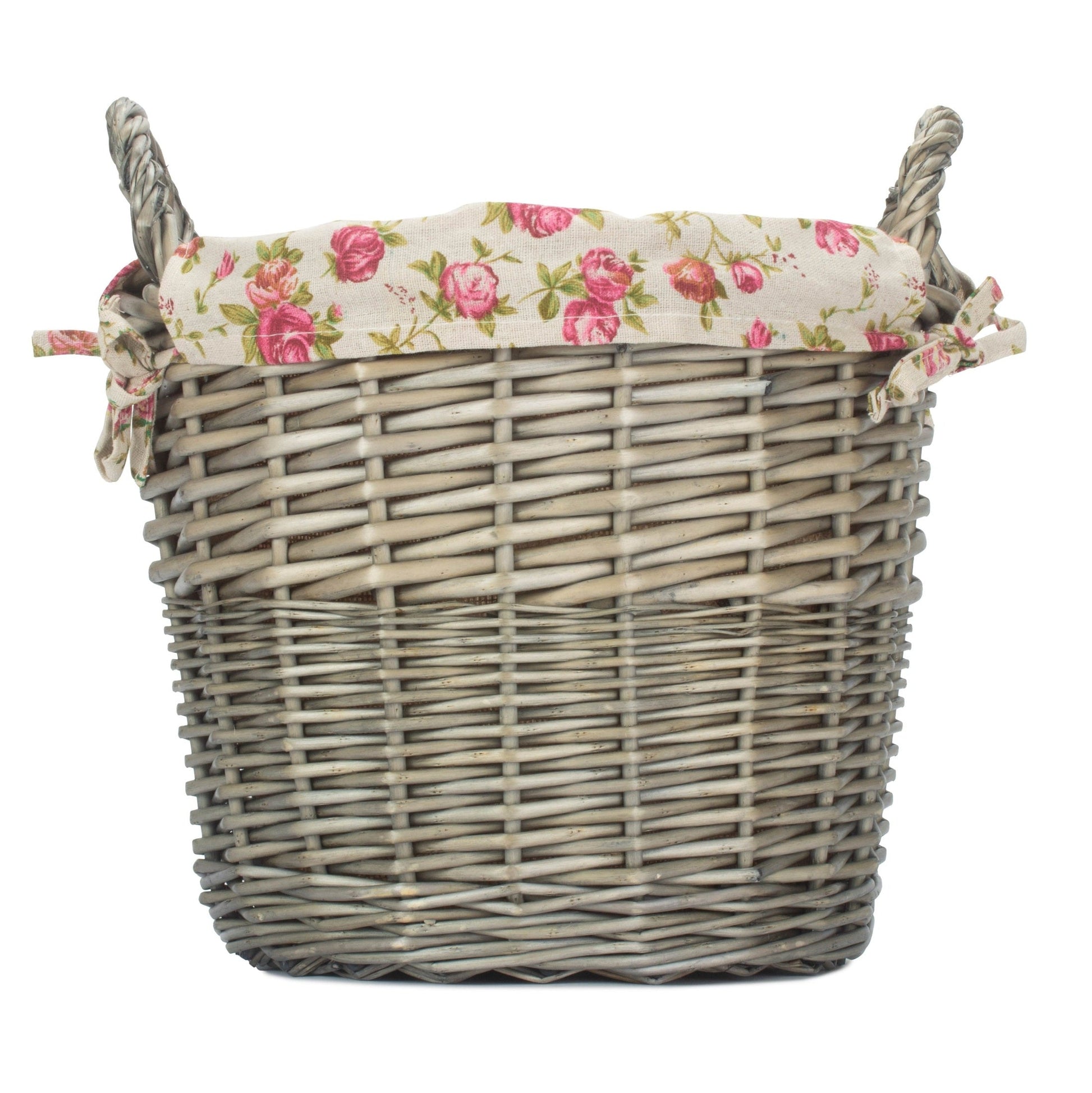Antique Wash Willow Craft Basket with Garden Rose Lining - REGN