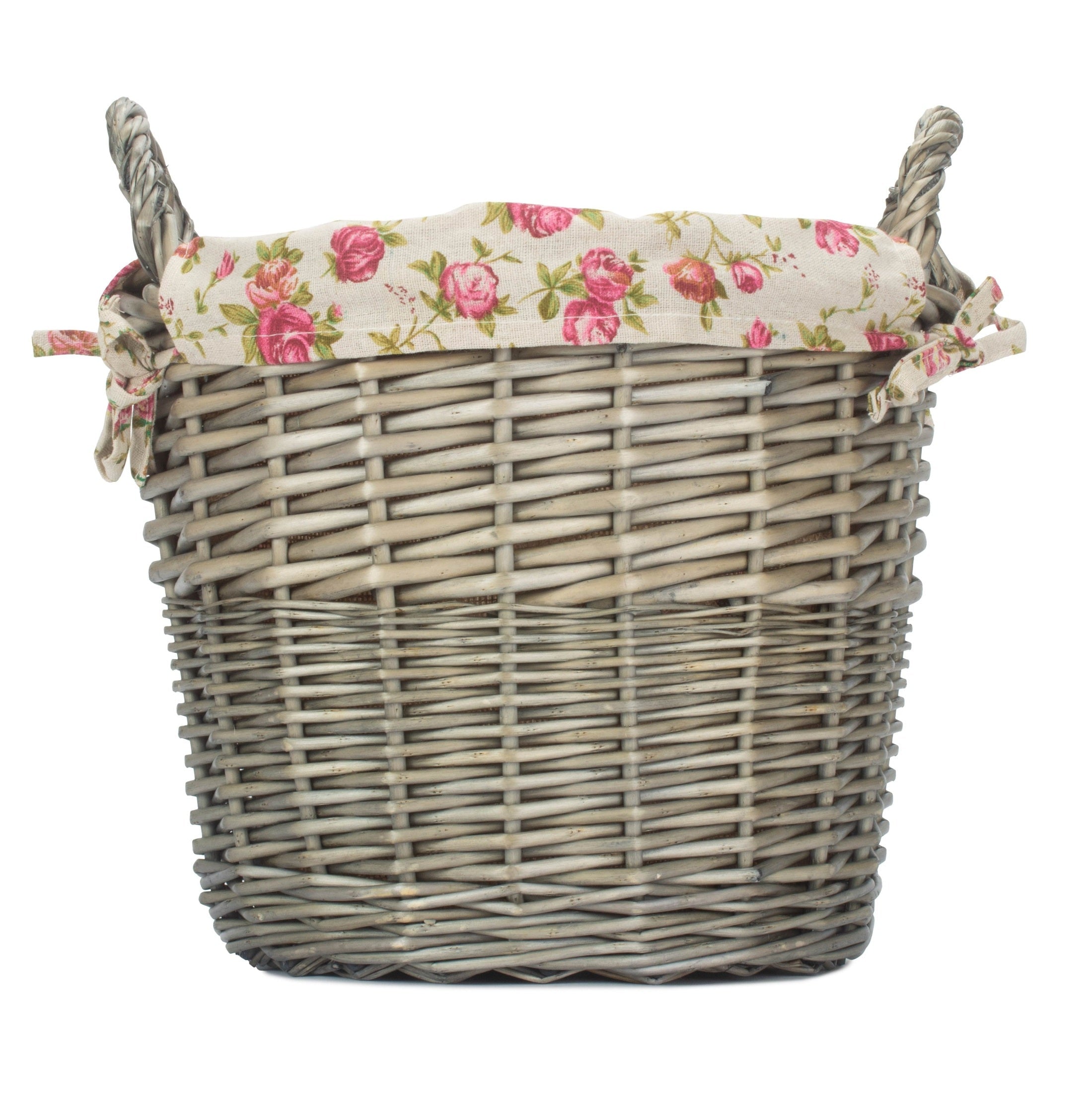 Antique Wash Willow Craft Basket with Garden Rose Lining - REGN