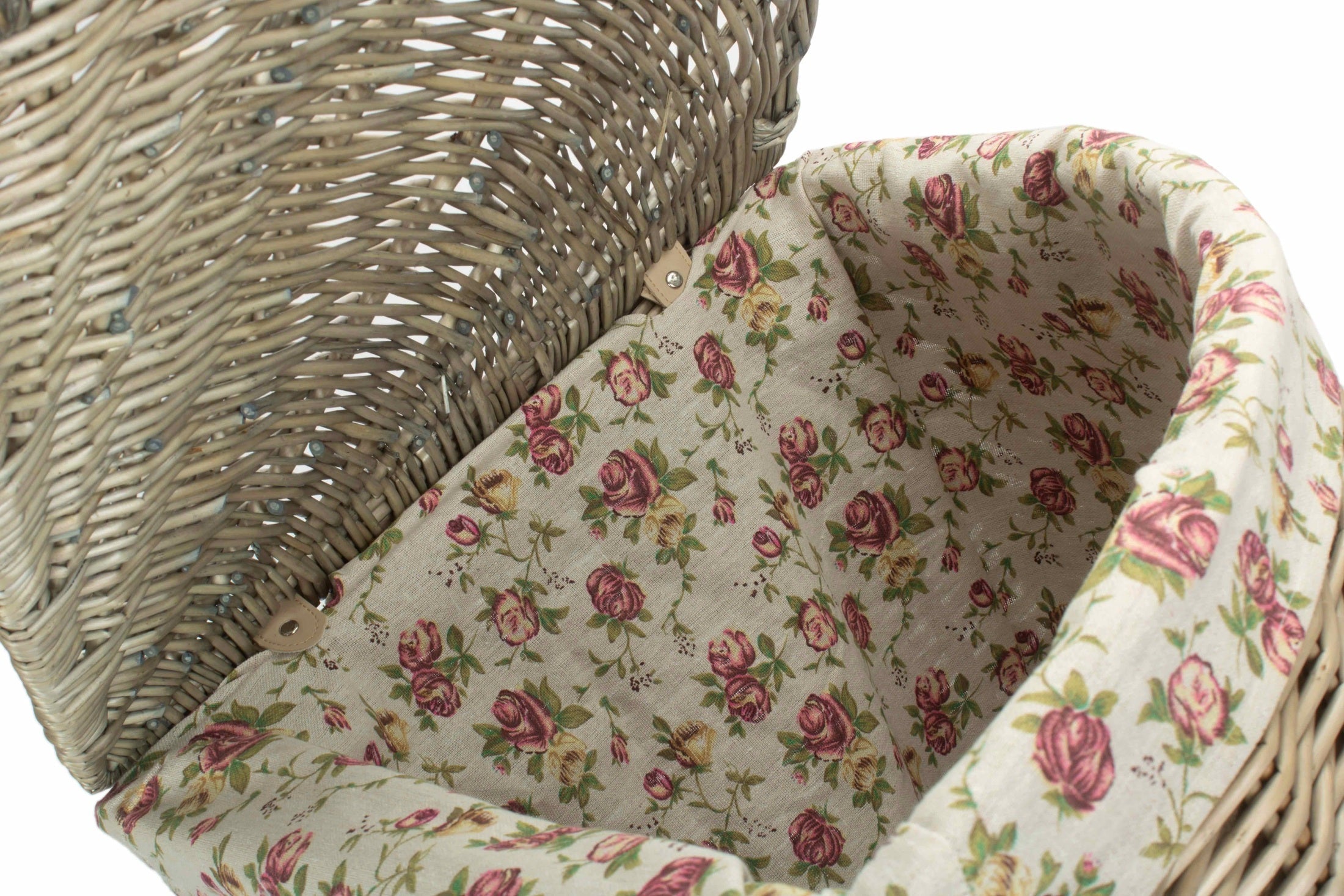 Antique Wash Willow Large Corner Linen Basket with Garden Rose Lining - REGN