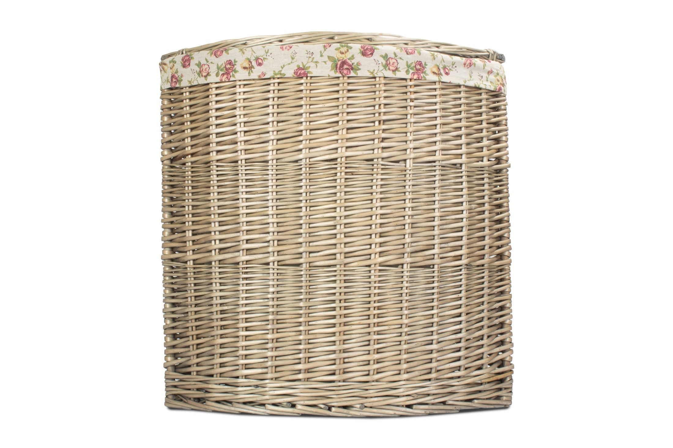 Antique Wash Willow Large Corner Linen Basket with Garden Rose Lining - REGN
