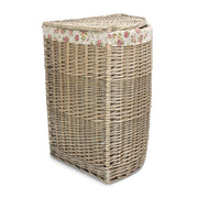 Antique Wash Willow Large Corner Linen Basket with Garden Rose Lining - REGN