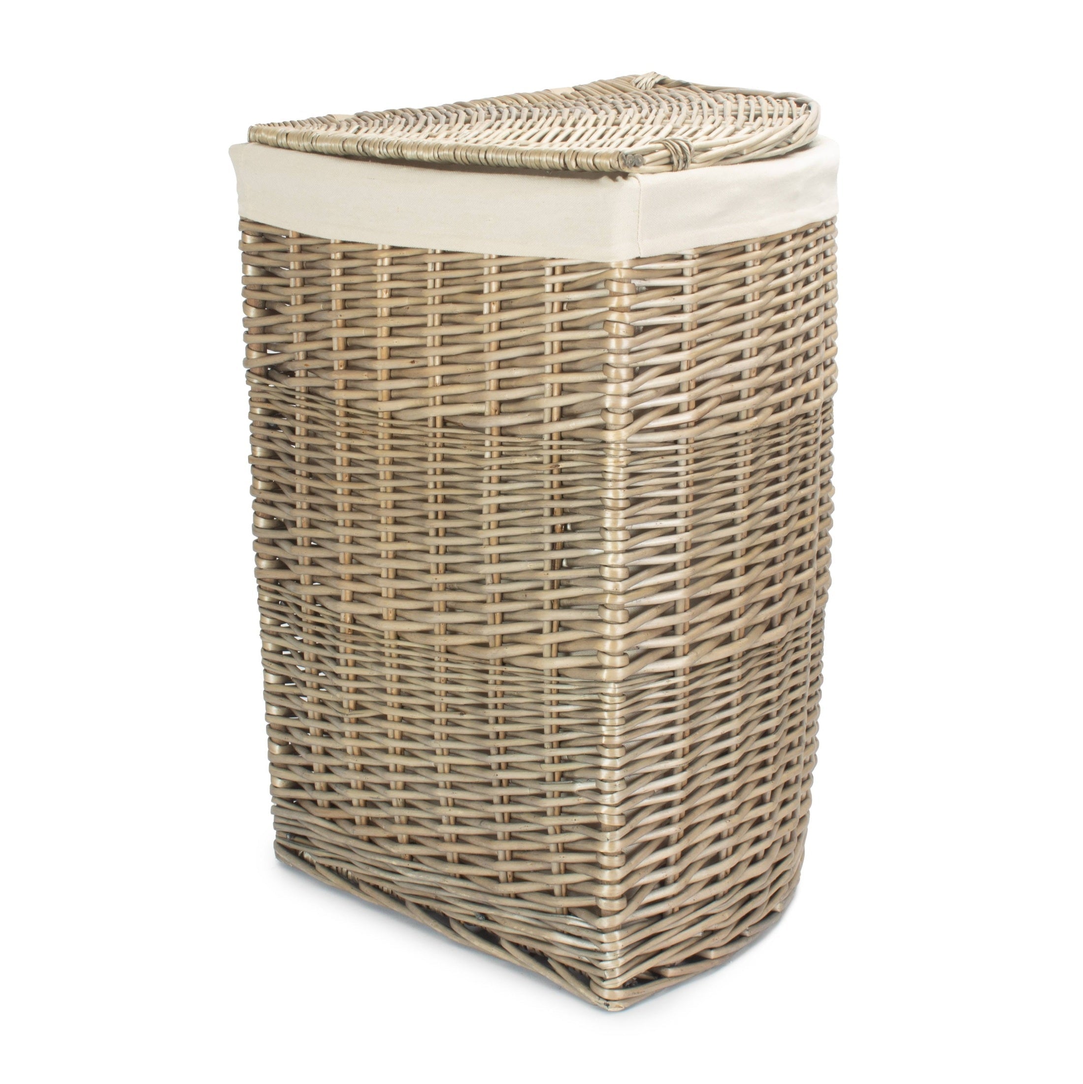 Antique Wash Willow Large Corner Linen Basket with White Lining - REGN