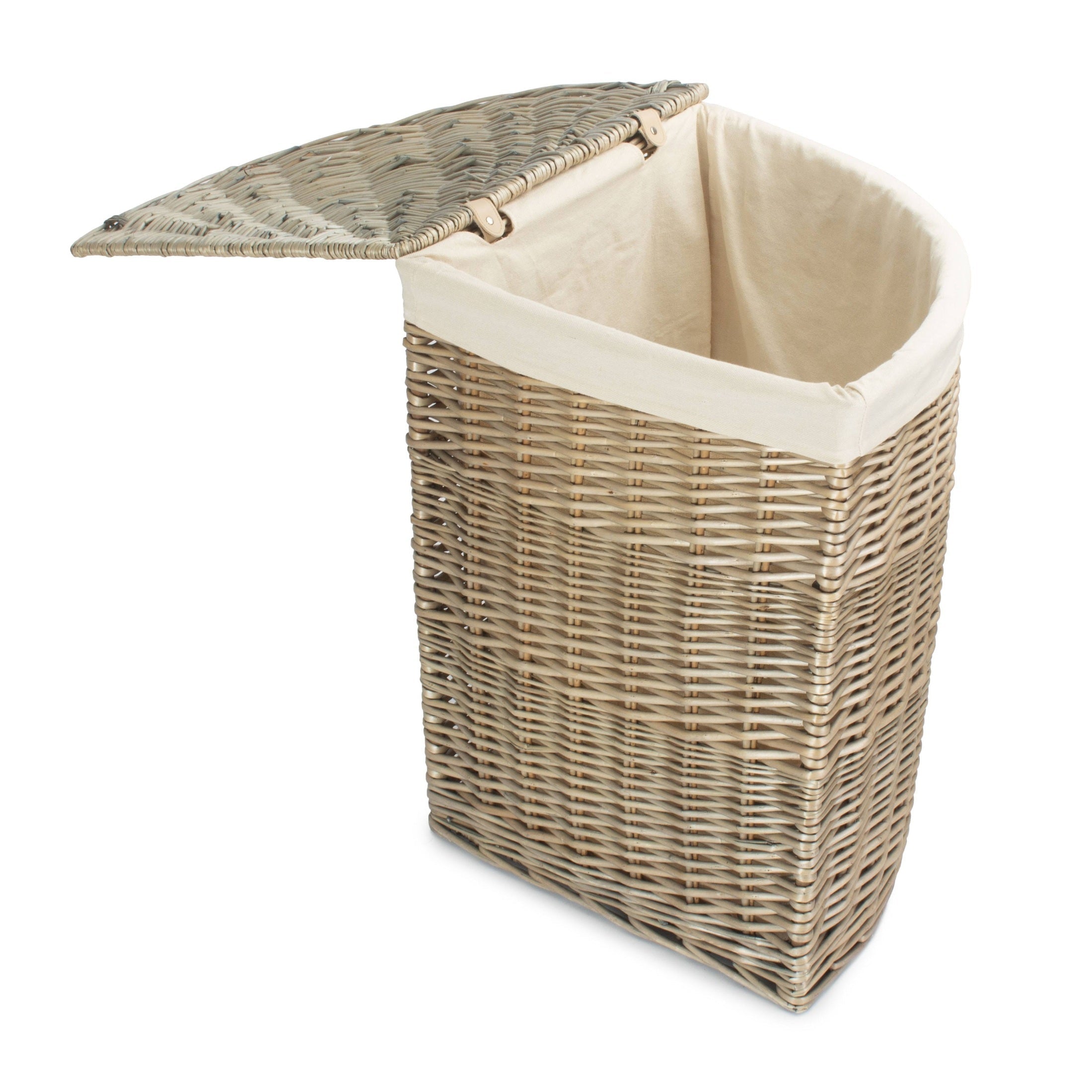 Antique Wash Willow Large Corner Linen Basket with White Lining - REGN